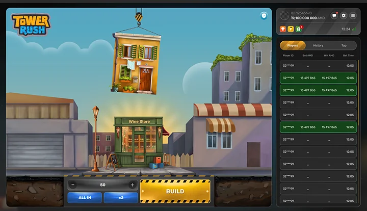 Tower Rush – high multiplier reached x250